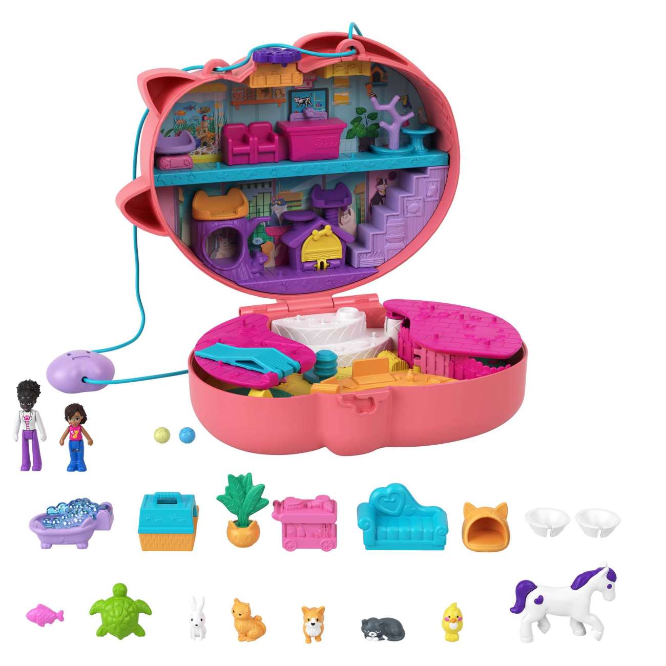 Polly Pocket Starring Shani Cuddly Cat Purse Compact