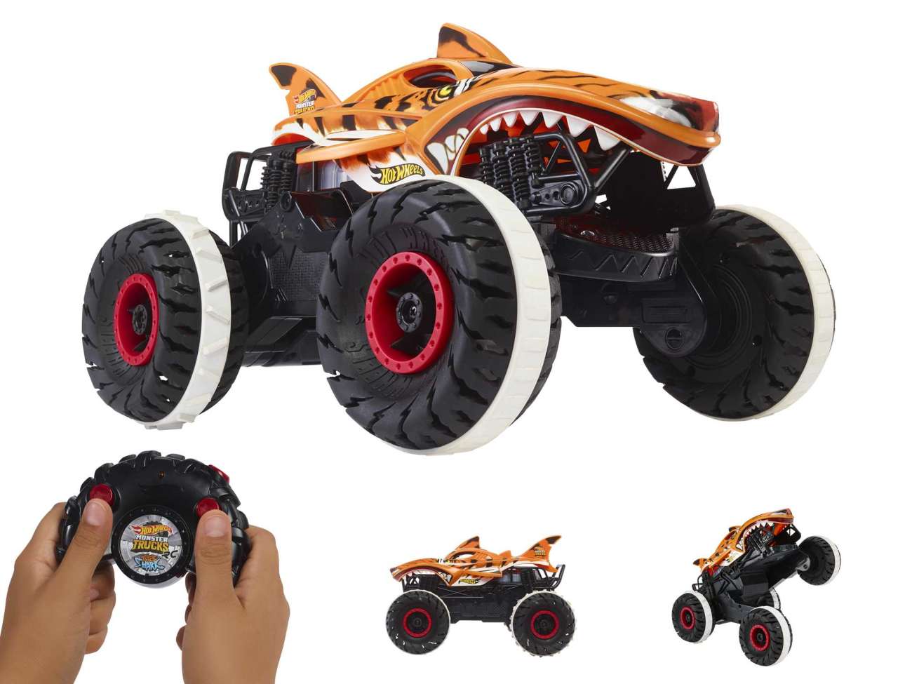 Hot Wheels – Monster Trucks Véhicule Radiocommandé L’Inarrêtable Tiger Shark