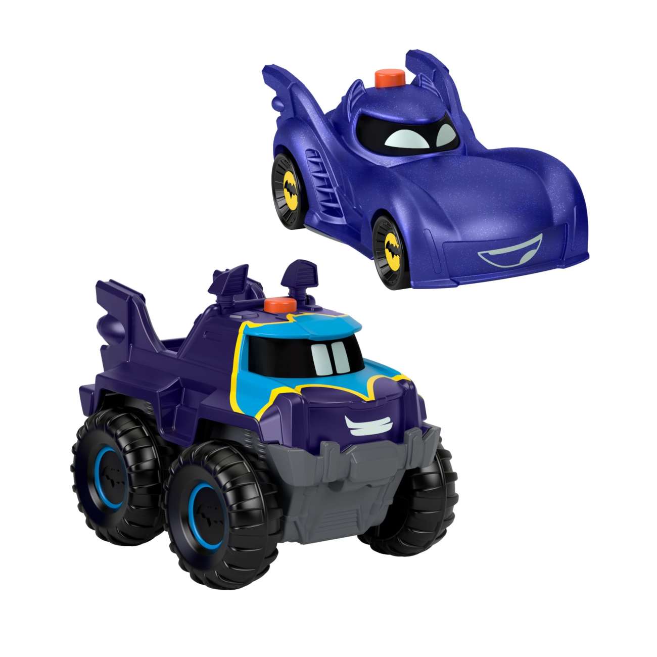 Fisher-Price Dc Batwheels Light-Up 1:55 Scale Toy Cars, Bam The Batmobile & Buff, 2 Pieces