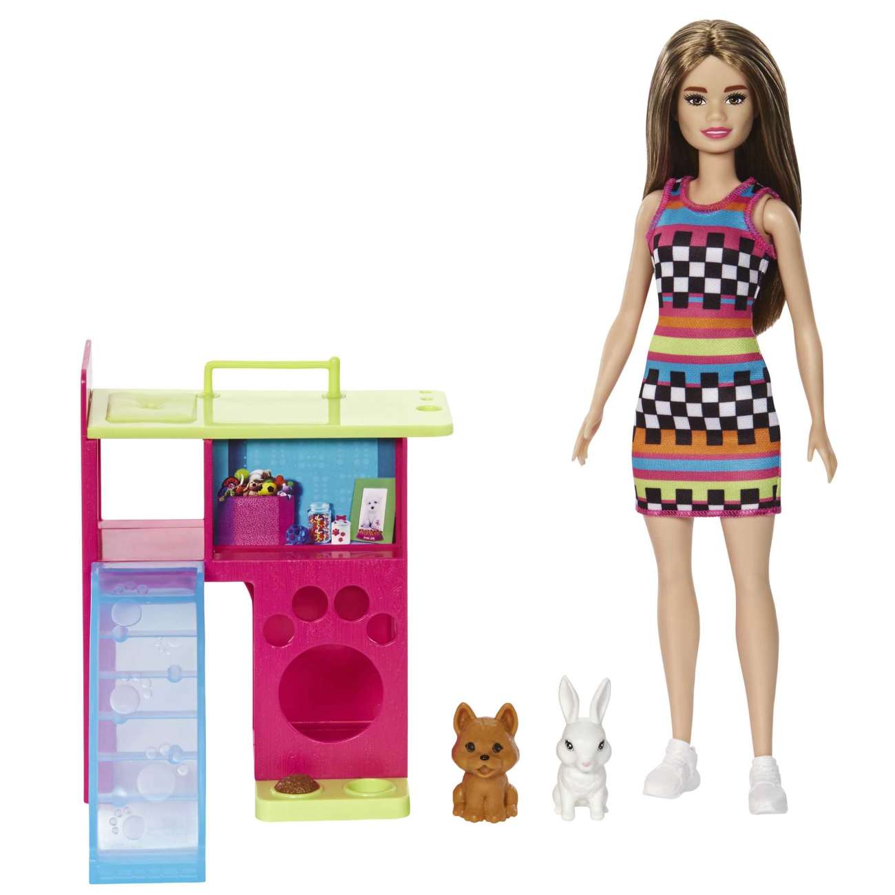 Barbie Doll and Pet Playhouse Playset with 2 Pets, Toy for 3 Year Olds & Up