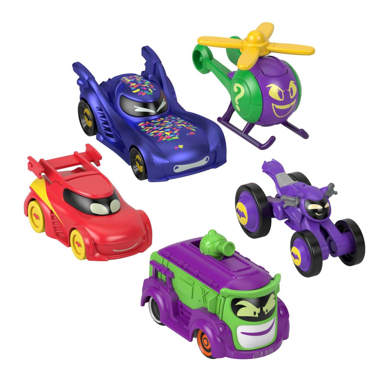 Fisher-Price Dc Batwheels 1:55 Scale Vehicle Multipack, Batcast Metal Diecast Cars, 5 Pieces