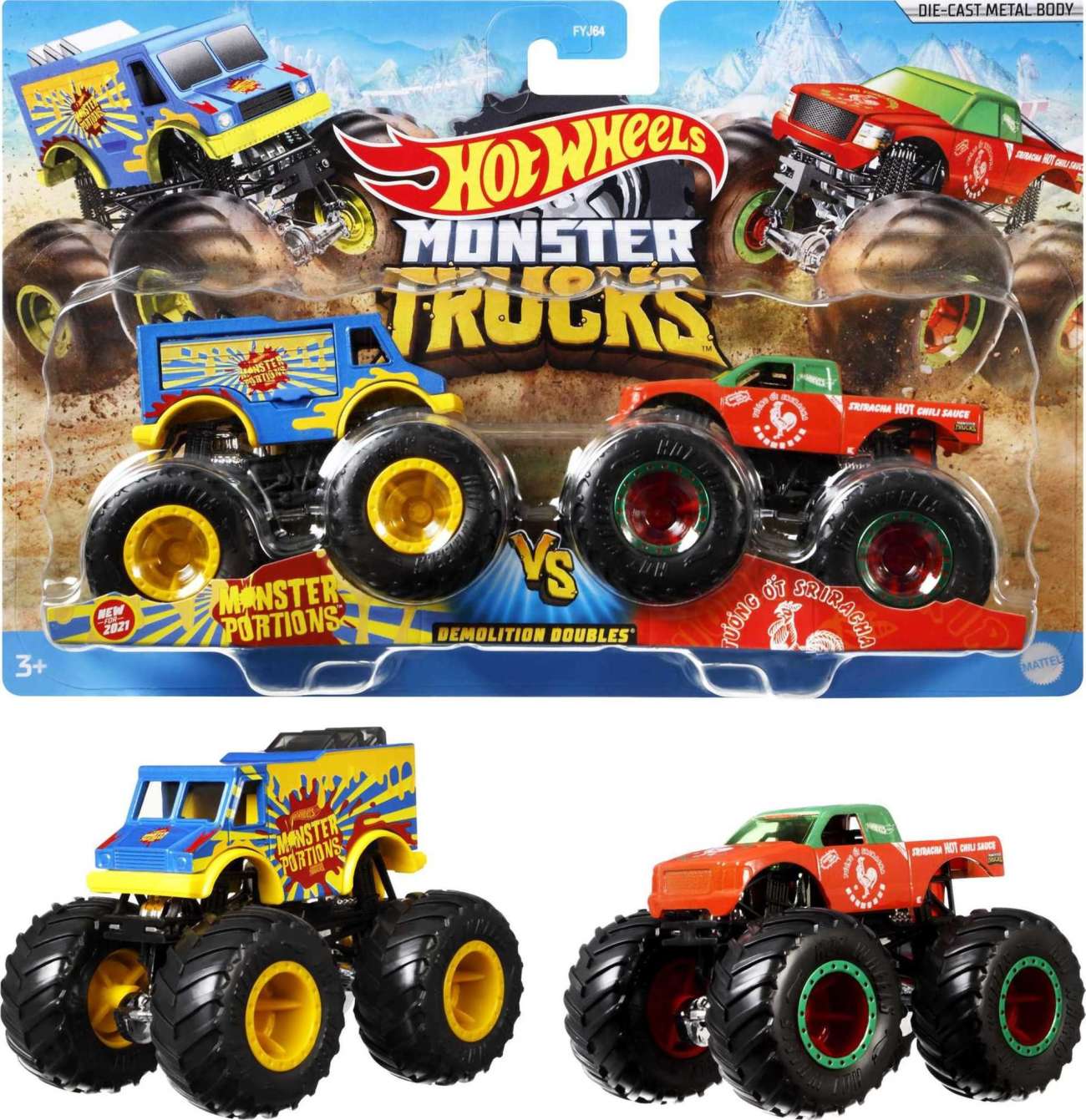 Hot Wheels Monster Truck coches de juguetes duetos de demolición 1:64