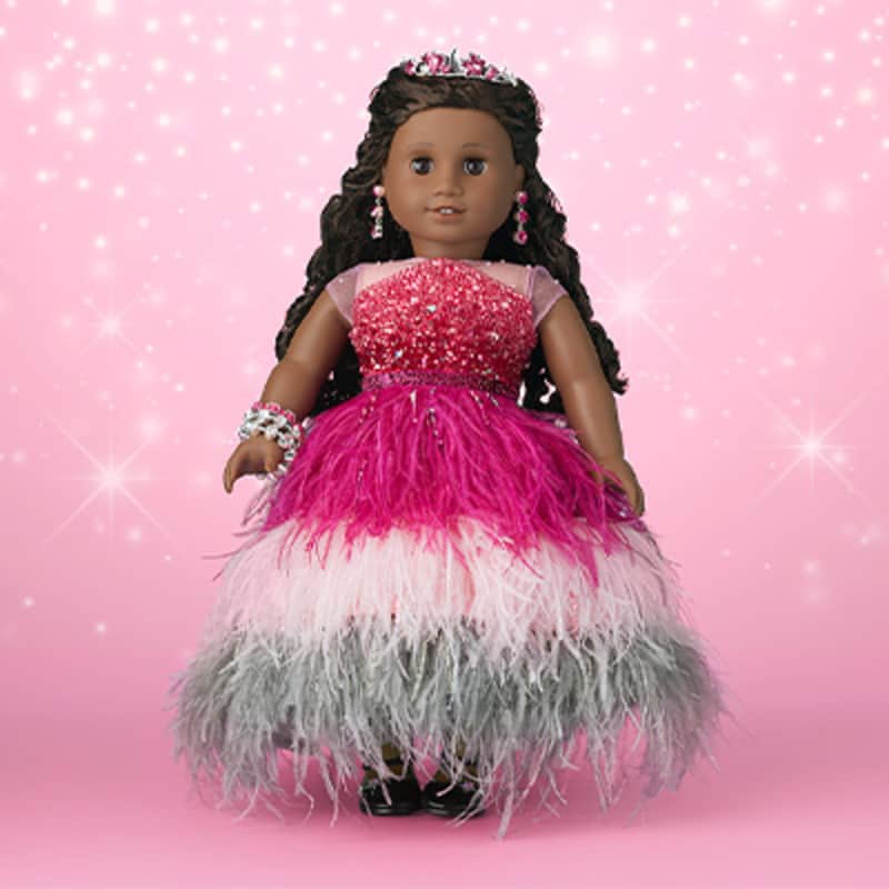 open lace back dress Barbie Crystal Fantasy Collection Rose Quartz Doll