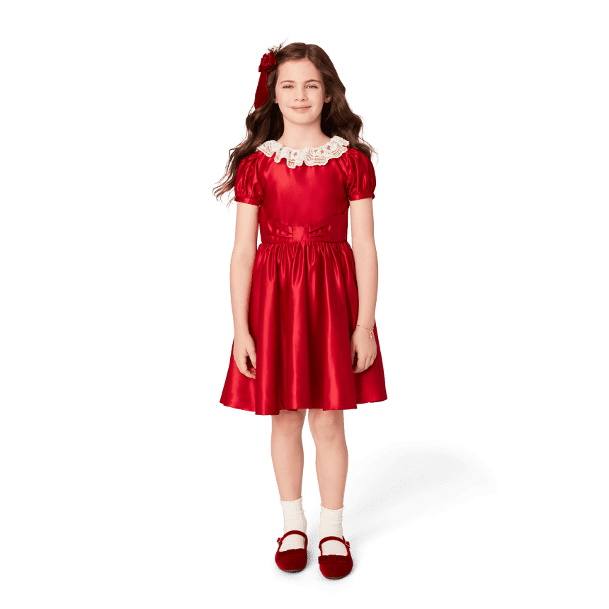 American Girl x Janie and Jack Holly-Red Party Dress for Girls