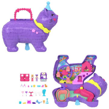 Polly Pocket Gattino Delle Feste, Playset Con 2 Mini Bambole, 23 Accessori A Sorpresa, Tra Cui Cuccioli, Festa Di Compleanno Con Giro Sulla Ruota Panoramica