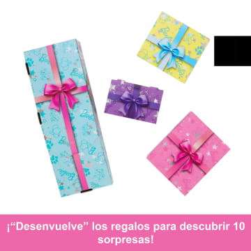 Conjunto De Juego Estrellas De Fiesta De Barbie Party Unboxed De La Serie Cumpleaños De Mascotas Con Muñeca Y Accesorios, 10 Sorpresas
