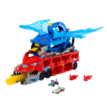 Dragón Transportador Con Ataque Doble Definitivo De Hot Wheels City Con 2 Coches De Juguete A Escala 1:64 - Image 5 of 6