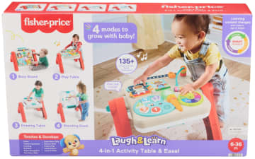 Fisher-Price 4-In-1 Activity Table & Easel, Baby & Toddler Electronic Learning Toy, Multilanguage Version