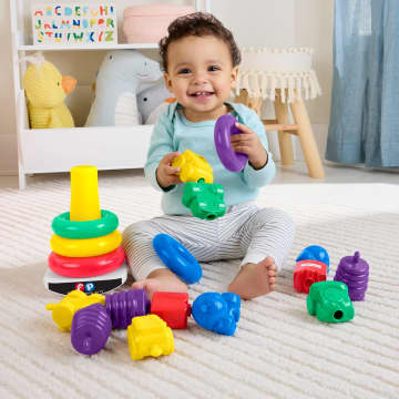 Fisher-Price Baby-Spielzeug Farbring-Pyramide Und Perlen Zum Zusammenstecken Set, Mattel Replay The Classics Kollektion