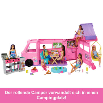 Barbie Super Abenteuer-Camper Spielset Mit Dachzelt, Grill Mit Farbwechseleffekt Und Über 60 Zubehörteilen - Image 3 of 6