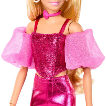 Muñeca N. 5 De Barbie Deluxe Style Con Conjunto Rosa Metalizado, Top Estilo Corsé Brillante Y Accesorios, Pelo Rubio - Bild 3 von 6