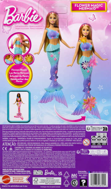 Muñeca De Sirena Mágica De Flores Barbie Con Función De Flores Sorpresa Y Accesorio De Diadema De Perlas
