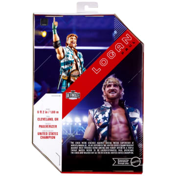 Mattel WWE Top Picks Elite actiefiguur & accessoireset Logan Paul 6 inch verzamelobject met verwisselbare handen, ringuitrusting en 25 scharnierpunten, HTX75