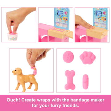 Barbie Fast Cast Veterinarian Clinic Playset With Pink Colored Hair Fashion Doll, Vet Furniture & 10+ Accessories
