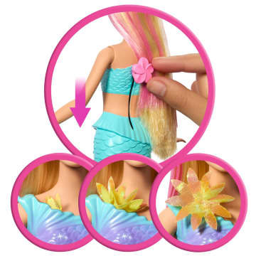 Muñeca De Sirena Mágica De Flores Barbie Con Función De Flores Sorpresa Y Accesorio De Diadema De Perlas - Image 3 of 6