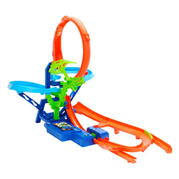 Hot Wheels Stunttrack Unendliche Crash-Action Spielset Mit Die-Cast-Spielzeugauto Im Maßstab 1:64 Und Batteriebetriebenem Beschleuniger