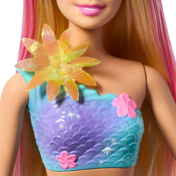 Muñeca De Sirena Mágica De Flores Barbie Con Función De Flores Sorpresa Y Accesorio De Diadema De Perlas