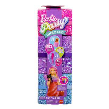 Barbie Party Unboxed Serie Festa Glamour Bambola Rossa Brillante E Accessori, Con 10 Sorprese