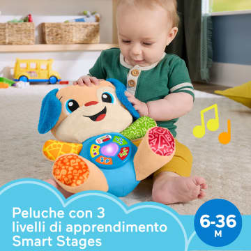 Fisher-Price Ridi E Impara Peluche Musicale Cagnolino Smart Stages, Giocattolo Musicale Per L'Apprendimento Per Neonati, Versione Multilingue
