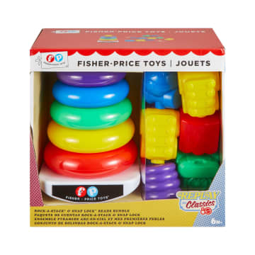 Fisher-Price Baby-Spielzeug Farbring-Pyramide Und Perlen Zum Zusammenstecken Set, Mattel Replay The Classics Kollektion