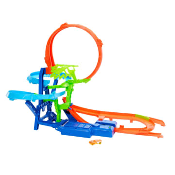 Hot Wheels Stunttrack Unendliche Crash-Action Spielset Mit Die-Cast-Spielzeugauto Im Maßstab 1:64 Und Batteriebetriebenem Beschleuniger