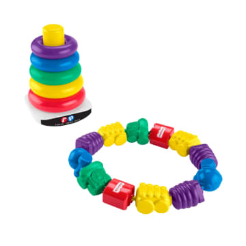 Fisher-Price Baby-Spielzeug Farbring-Pyramide Und Perlen Zum Zusammenstecken Set, Mattel Replay The Classics Kollektion - Imagen 5 de 6