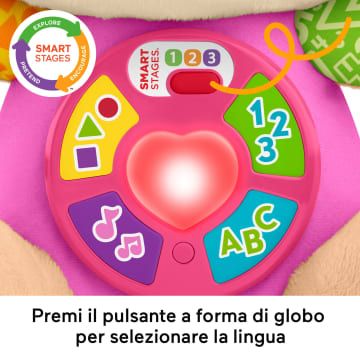 Peluche Musicale Sis Smart Stages Fisher-Price Ridi E Impara Rosa, Giocattolo Musicale Per L'Apprendimento Per Neonati, Versione Multilingue