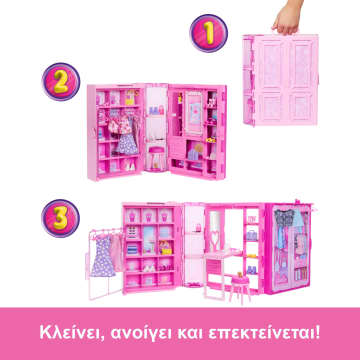 Barbie Δωμάτιο Μόδας Με Ρούχα Και Αξεσουάρ, Πλάτος 91 Εκ. Με 25+ Κομμάτια - Image 4 of 6