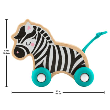 Fisher-Price Wooden Push Along Animals, Lion & Zebra Toy Vehicles For Baby Crawling Play - Imagen 5 de 5