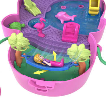 Conjunto De Juego Mamá Mono Y Bebé De Polly Pocket Con 2 Muñequitas, Mascotas Y 13 Accesorios, Bolso Y Juguete 2 En 1