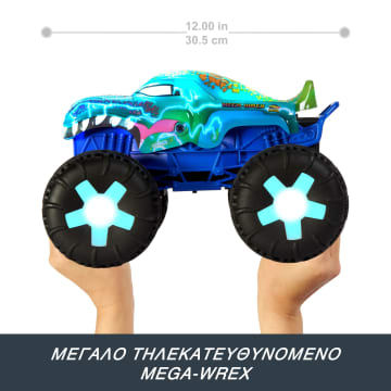 Hot Wheels Monster Trucks MEGA-Wrex Τηλεκατευθυνόμενο Όχημα Κλίμακας 1:15, Τηλεχειριστήριο Μπαταρίας, Με Διαδραστικά Φώτα Και Ήχους