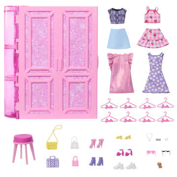 Barbie Δωμάτιο Μόδας Με Ρούχα Και Αξεσουάρ, Πλάτος 91 Εκ. Με 25+ Κομμάτια