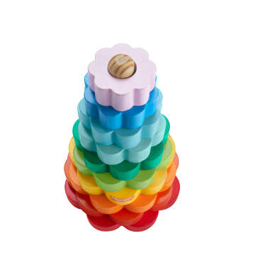 Fisher-Price Drewniana Piramidka Kolorowe Kwiatki Drewniana Zabawka Dla Dzieci