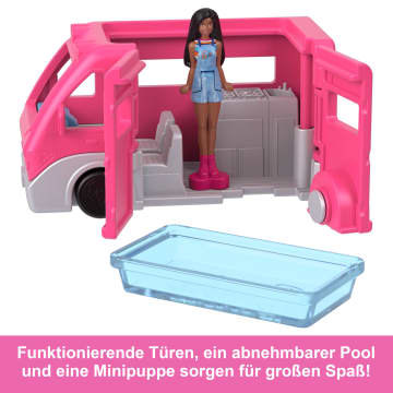 Barbie Mini Barbieland Puppen- Und Fahrzeugset Mit Ca. 4 Cm Großer Puppe Und Dreamcamper Mit Farbwechsel-Pool - Image 5 of 6