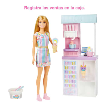 Conjunto De Juego De Heladería De Barbie Con Muñeca Rubia De 30,48Cm, Heladería, Función De Hacer Helados Y Piezas De Juego Realistas - Imagen 5 de 6