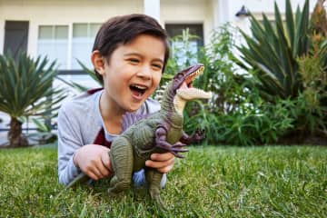 Jurassic World Battaglie Ruggenti Becklespinax Action Figure Dinosauro, Colpo Furioso