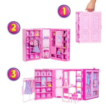 Bebek, Kıyafetler, Aksesuarlar Ve 25'Ten Fazla Parçayla 90 Cm Genişliğindeki Barbie'nin Rüya Gardrobu Ve Bebek - Image 4 of 6