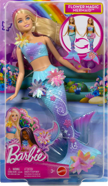 Muñeca De Sirena Mágica De Flores Barbie Con Función De Flores Sorpresa Y Accesorio De Diadema De Perlas