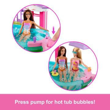 Barbie Dream Pool Playset With Slide & Bubbling Hot Tub, 20+ Accessories Including Pet, Floaties & More - Image 3 of 6