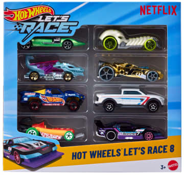 Hot Wheels Let's Race 8Er-Pack, Set Aus 8 Spielzeugautos Im Maßstab 1:64 Aus Der Netflix-Serie (Stile Können Abweichen.)