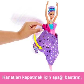 Dansçıdan Kelebeğe Dönüşebilen 2'Si 1 Arada Mor Saçlı Barbie Kelebek Dansçı Bebek