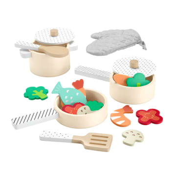 Okul Öncesi Çağdaki Çocuklar Için 19 Parçalı Fisher-Price Ahşap Mutfak Seti