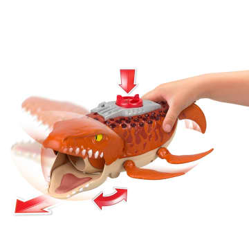 Fisher-Price Imaginext Jurassic World Rebirth Dev Ağızlı Mosasaurus, 45,5 Cm'Lik Dinozor Oyuncağı, 7,5 Cm'Lik Aksiyon Figürü, Fırlatıcılı Tekne Ve 2 Cephane