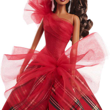 Muñecas Barbie Felices Fiestas 2024 De Barbie, Regalo Navideño Para Coleccionistas, Barbie Signature, Con Vestido A Cuadros Con Lazo Rojo - Imagen 3 de 5