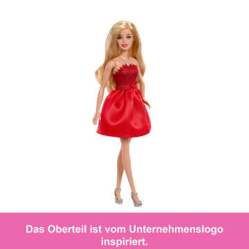Rubinrote Barbie-Party-Modepuppe Zum 80. Jubiläum Von Mattel in Einem Roten Kleid Mit Zubehörteilen - Imagen 3 de 6