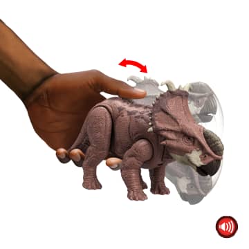 Jurassic World Pachyrhinosauro Ruggito Selvaggio, Action Figure Dinosauro Con Attacco Con Colpo Di Testa E Suono