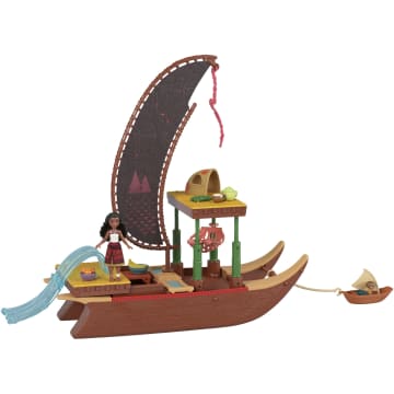 Disney Vaiana 2 Spielzeuge, Vaianas Abenteuerkanu-Spielset Mit 1 Kleinen Puppe, 1 Kanu Und 10 Zubehörteilen