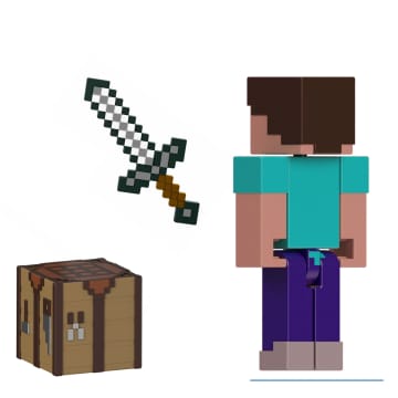 Minecraft Actionfiguren Und Zubehörteile, Maßstabsgetreu Zu Einer Ca. 8 Cm Großen Figur Mit Pixeligem Design (Figuren Können Variieren)