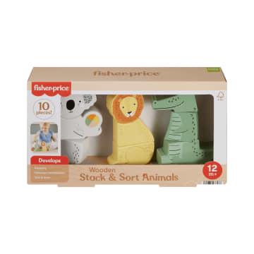 Fisher-Price Houten Dieren Stapelen En Sorteren, Speelgoed Voor Baby'S En Peuters, 10 Onderdelen