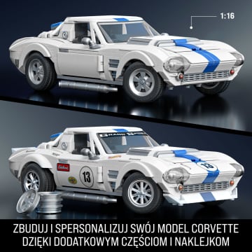Mattel Brick Shop Klocki Hot Wheels Elite Series Corvette Grand Sport Samochód do zbudowania 918 elementów Zabawka Zestaw konstrukcyjny dla kolekcjonerów - Imagen 3 de 6